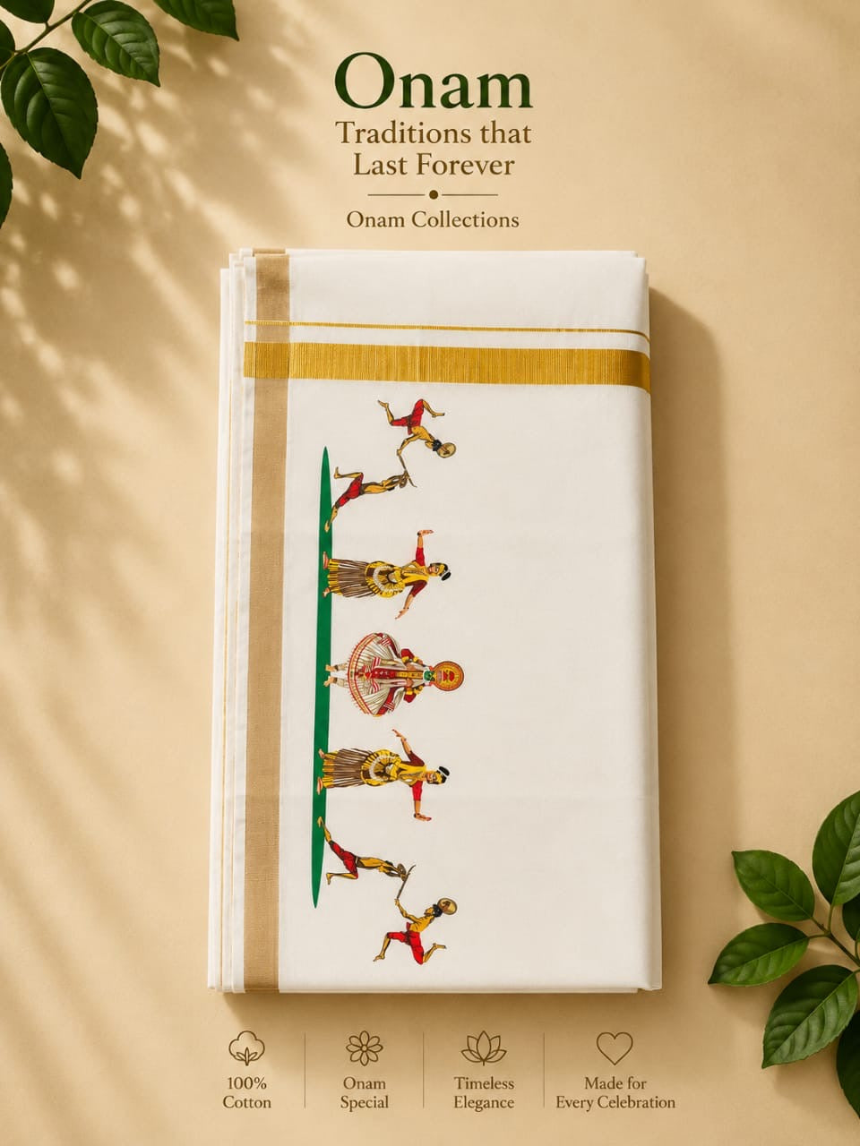 Premium Double Mundu – Kerala Heritage Edition | 100% Cotton