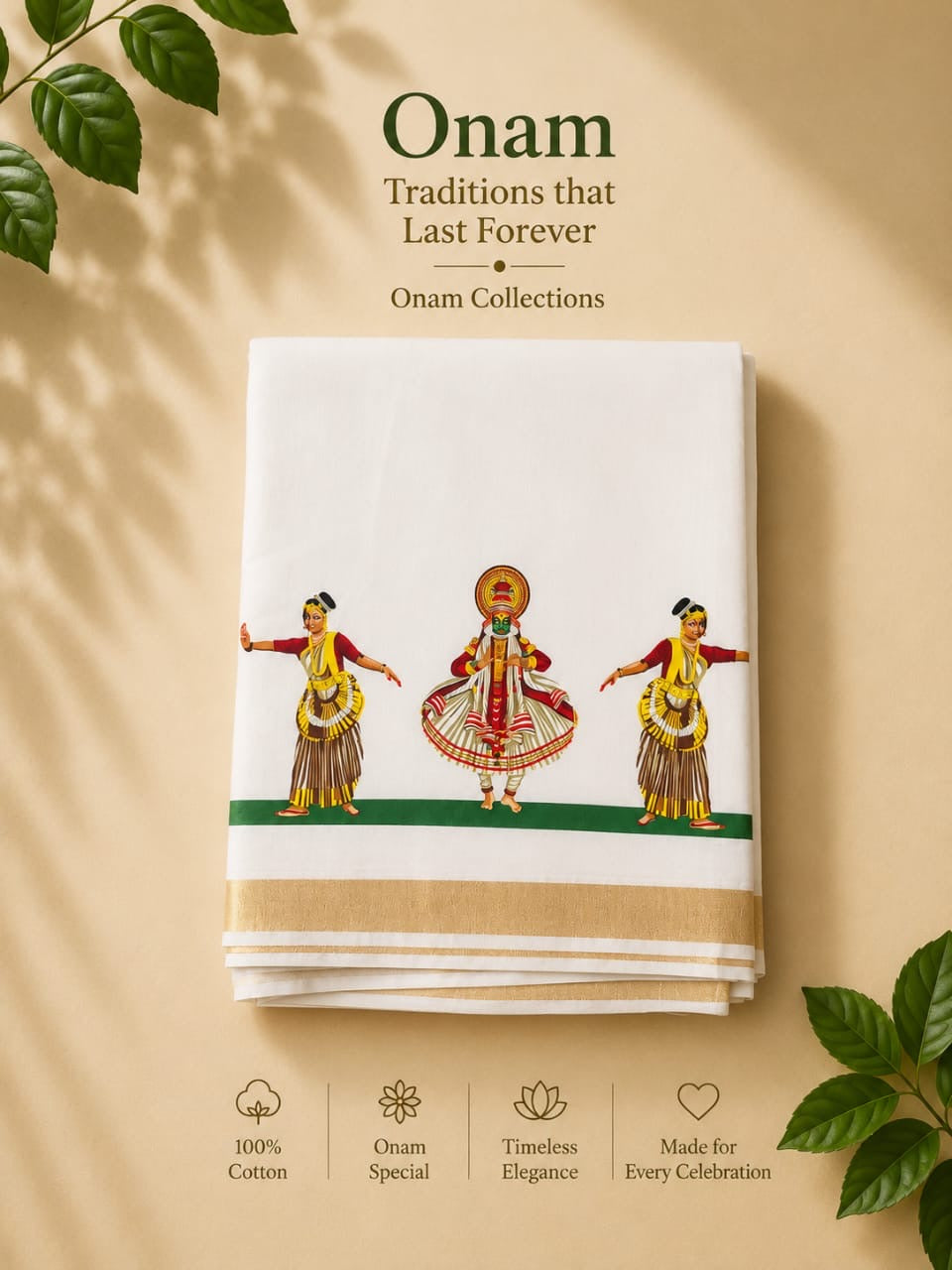 Premium Double Mundu – Kerala Heritage Edition | 100% Cotton